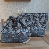 Handmade project bag made with Liberty fabrics - Cosmos Field (READY TO SHIP)