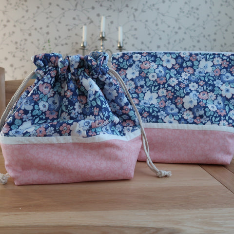 Handmade project bag made with Liberty fabrics - Hedgerow Bloom