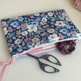 Large notions pouch handmade with Liberty fabric - Hedgerow Bloom