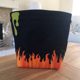 Cauldron applique / free motion quilted bag Medium (Shawl or small sweater size)