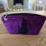 Moonstruck Cat (free motion quilted) notions pouch