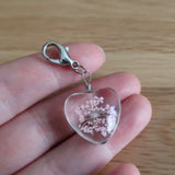 Pink Heart dried Flower in resin progress keeper
