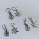 Snowman and snowflake stitch markers or progress keepers (set of 2)