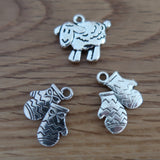 Wool themed stitch markers or progress keepers (set of 3), mittens / sheep