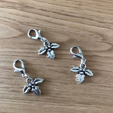 Holly stitch markers or progress keepers (set of 3)