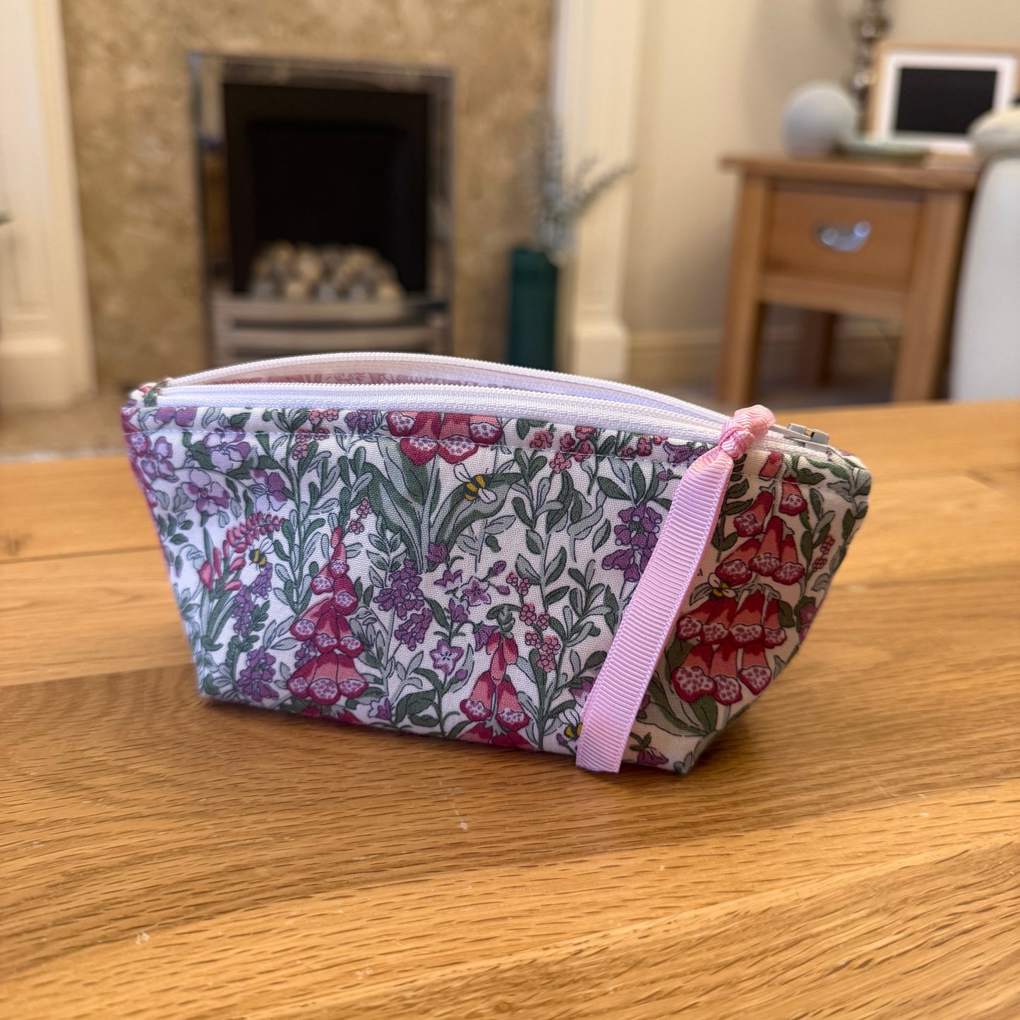 Notions pouch handmade with Liberty fabric - Foxglove