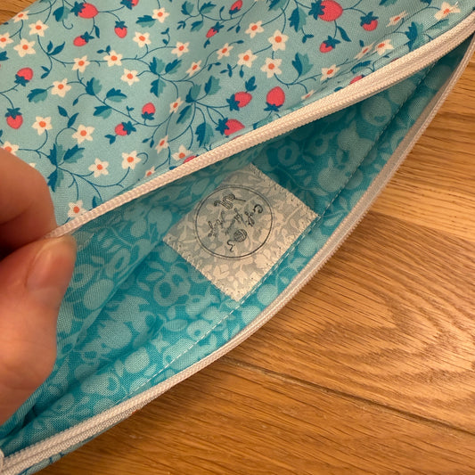 Large notions pouch handmade with Liberty fabric - Strawberry