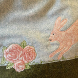 Spring Hare applique / free motion quilted bag Medium (Shawl or small sweater size)