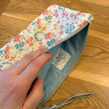 Large notions pouch handmade with Liberty fabric - Flower wreath