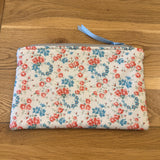 Large notions pouch handmade with Liberty fabric - Flower wreath