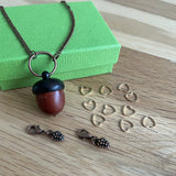 Acorn knitters necklace and stitch markers set
