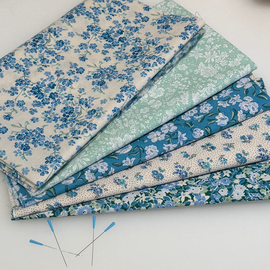 Liberty Floral Nostalgia Quilters Blue cotton Fat quarter pack