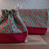 Handmade project bag made with Liberty fabrics - Yew Berries