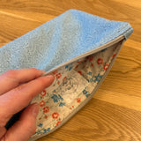 Large notions pouch handmade with Liberty fabric - blue paisley