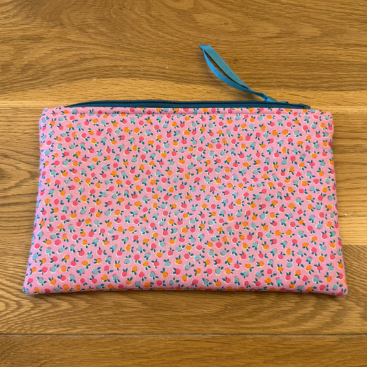 Large notions pouch handmade with Liberty fabric - Pink Fruit