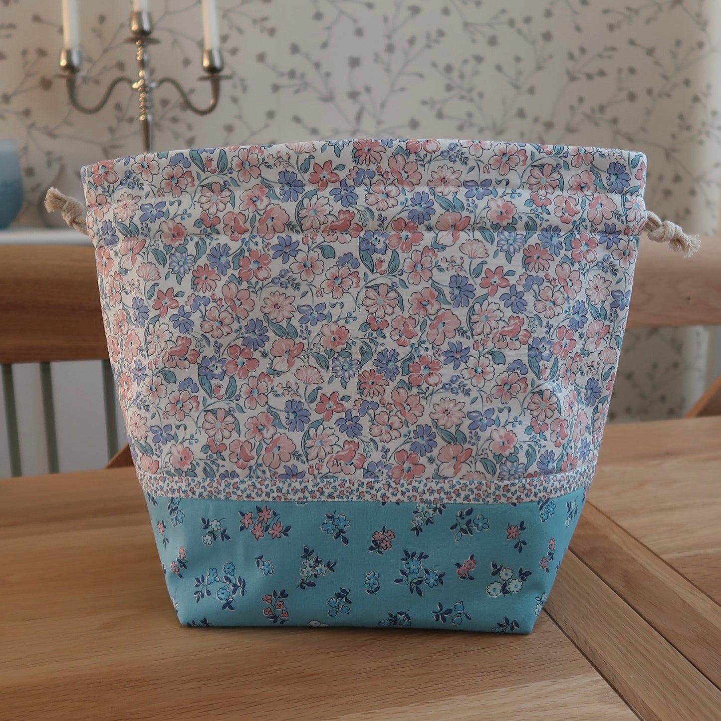 Handmade project bag made with Liberty fabrics - Floral Joy (READY TO SHIP)