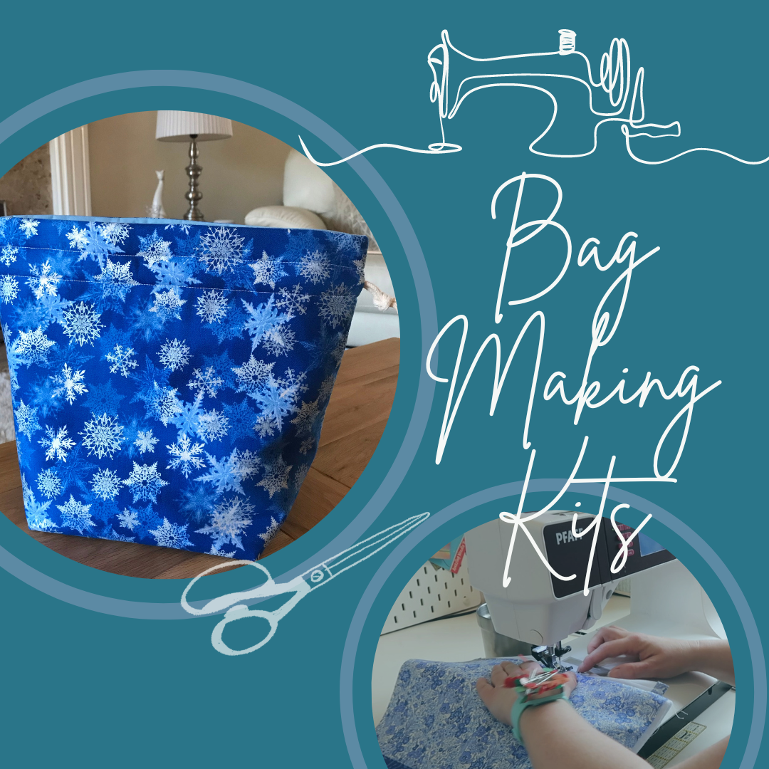 Bag Making Kit - Snowflake print fabric
