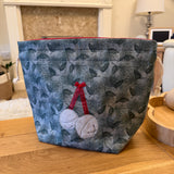 Jingle bell applique / free motion quilted bag Medium (Shawl or small sweater size)