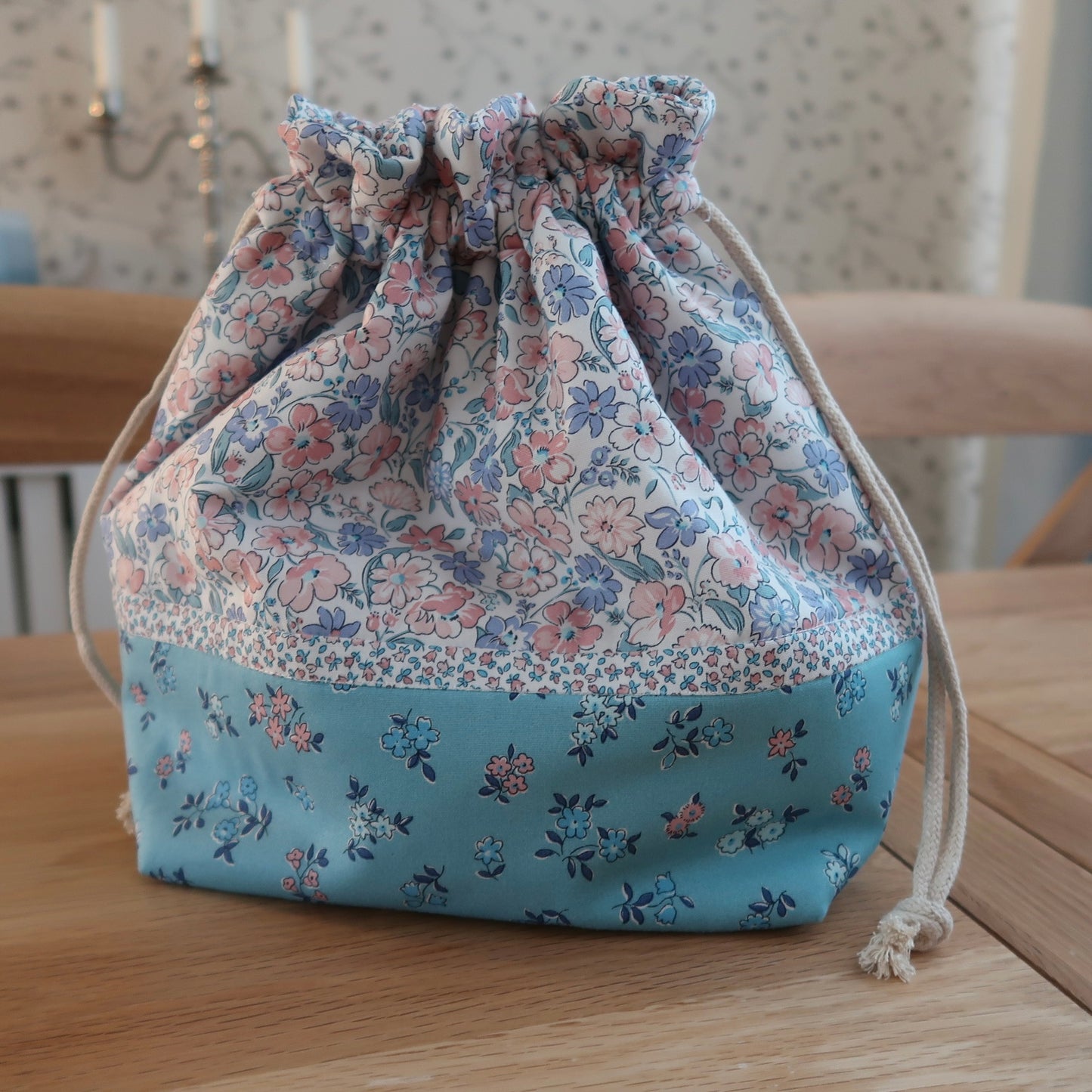 Handmade project bag made with Liberty fabrics - Floral Joy (READY TO SHIP)