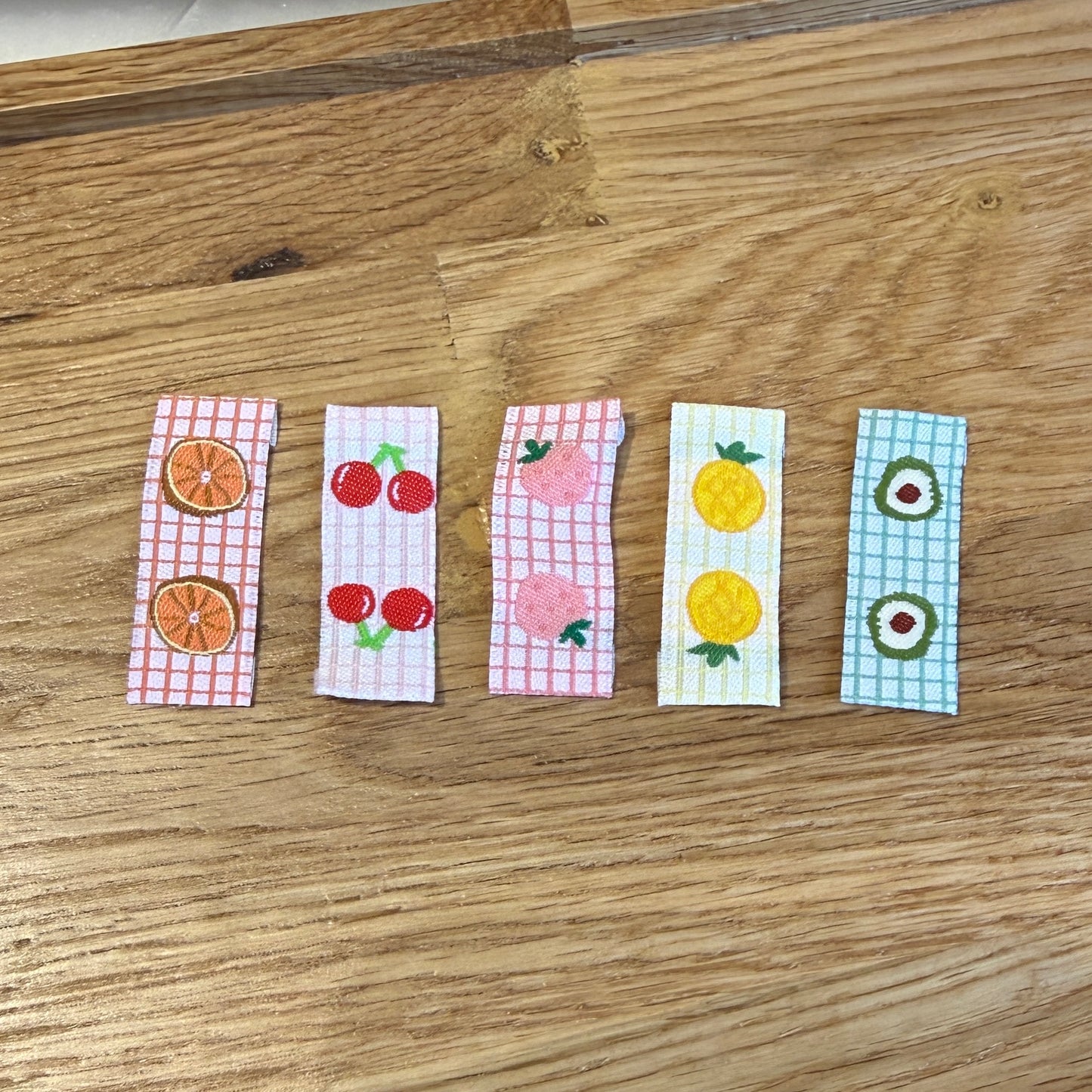 Fruity theme woven labels (set of 5)