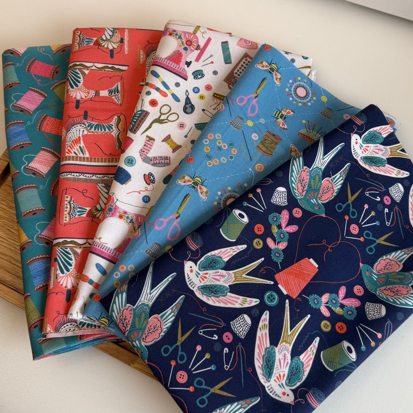 Country Sewing Club Thread and Ink Design Fabrics Fat quarter / eighth pack
