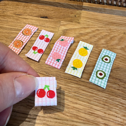 Fruity theme woven labels (set of 5)