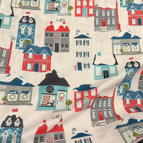 Snowy village print fabric (Contempo’s Heart and Home)