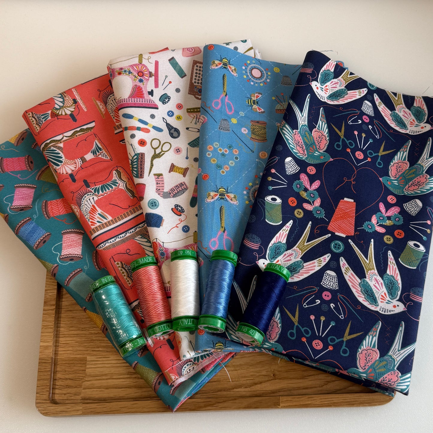 Country Sewing Club Thread and Ink Design Fabrics Fat quarter / eighth pack