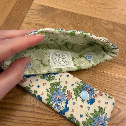 DPN case / cosy handmade with Liberty fabric - blue and green floral