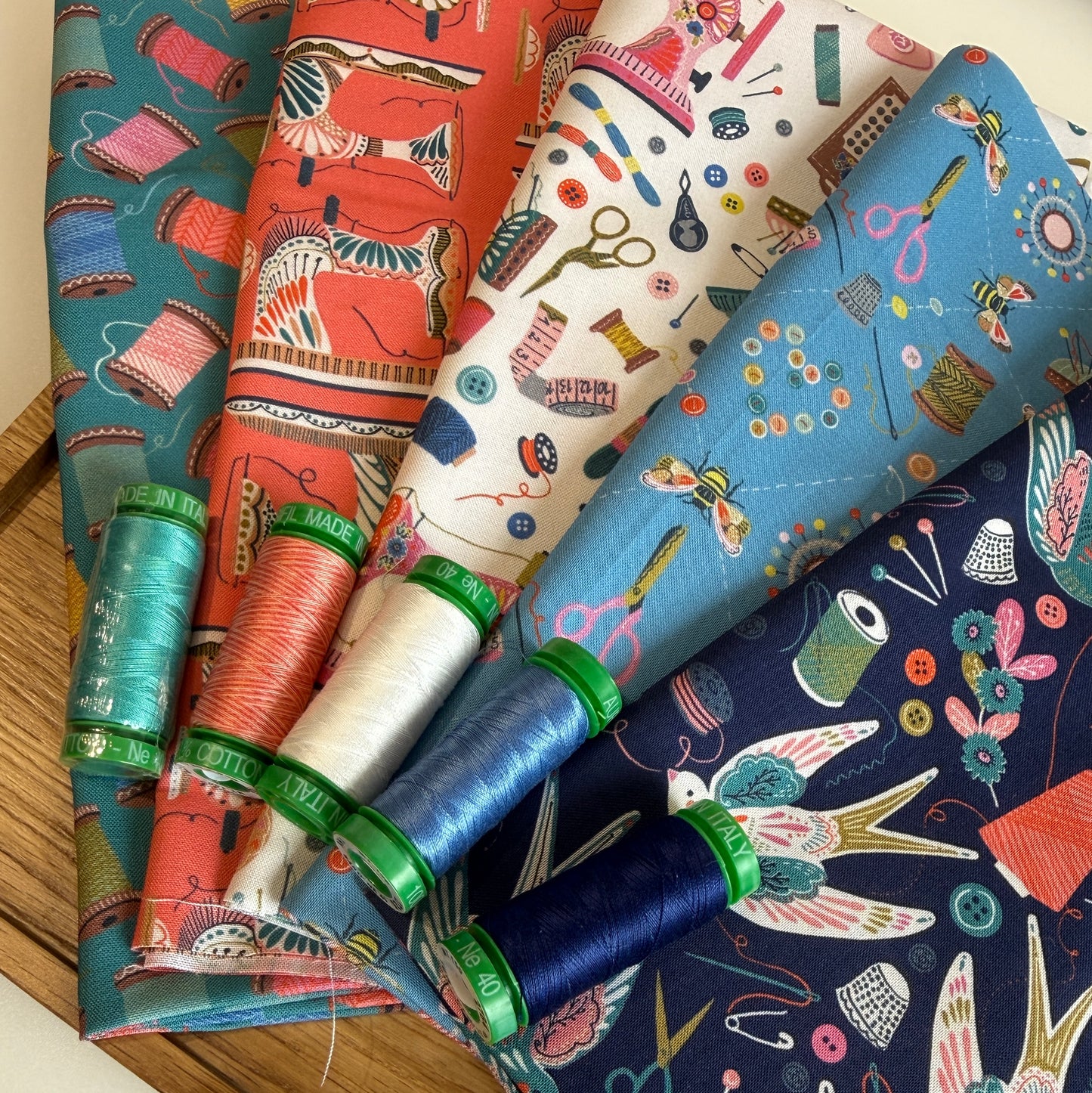 Country Sewing Club Thread and Ink Design Fabrics Fat quarter / eighth pack