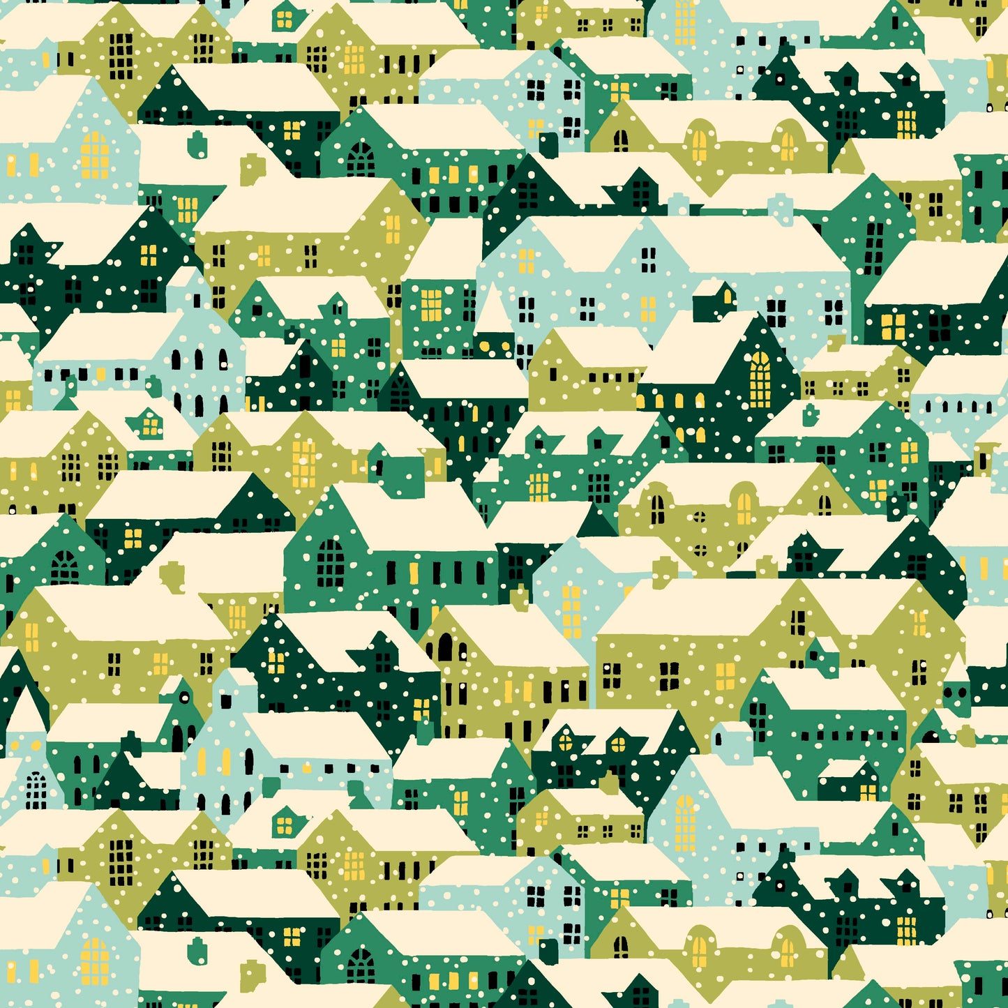 Snowy Rooftops (Festive Fair collection) Liberty Quilting Cotton Fabric