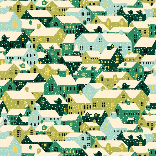 Snowy Rooftops (Festive Fair collection) Liberty Quilting Cotton Fabric