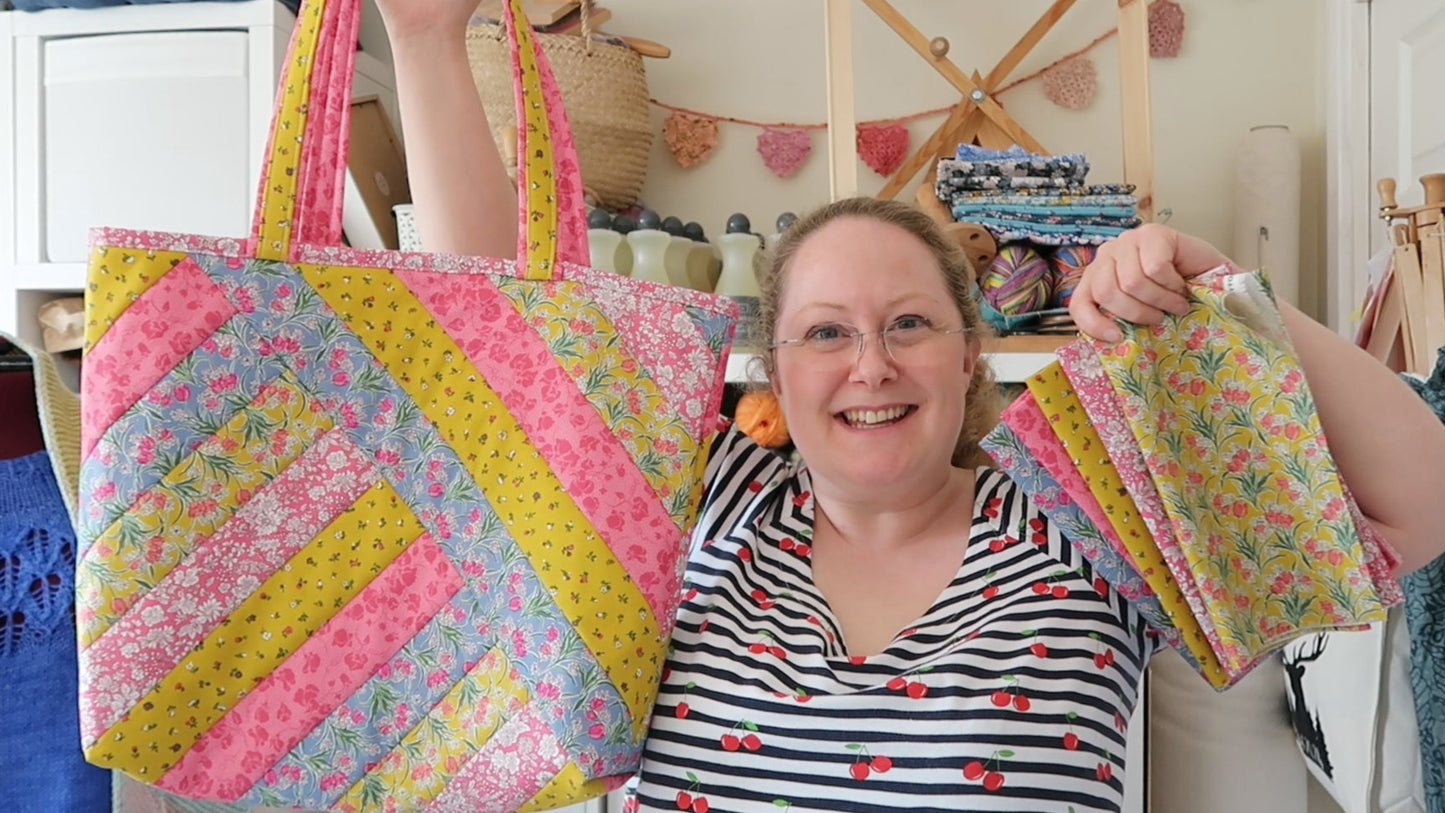 Easy Sew Quilt as you go tote bag - Alexandra with pre-printed wadding/batting