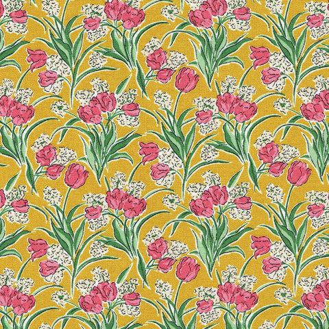 Florists Flowers (Mustard) Liberty Quilting Cotton Fabric