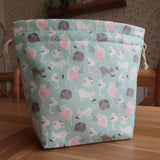 Kitten and yarn print project bag