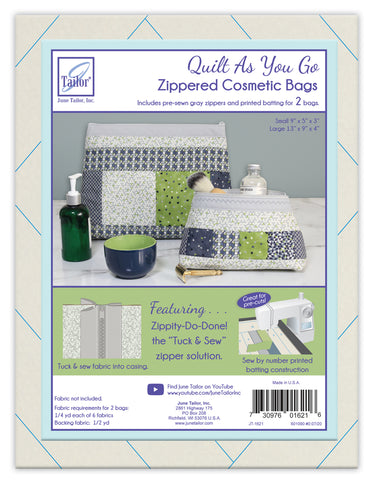 Easy Sew Quilt as you go 2 pack Zippered cosmetic bags kit - with pre-printed wadding/batting