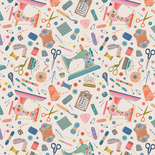 Sewing Club - Country Sewing Club - Thread and Ink Design Studio Quilters Cotton Fabric