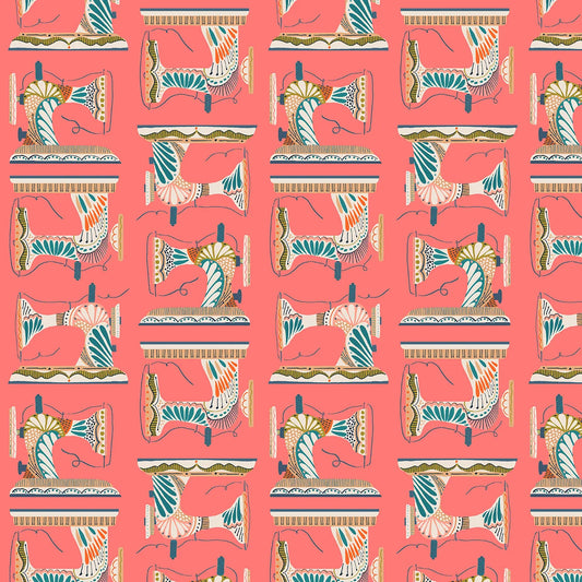 Sewing Machines (Coral) - Country Sewing Club - Thread and Ink Design Studio Quilters Cotton Fabric