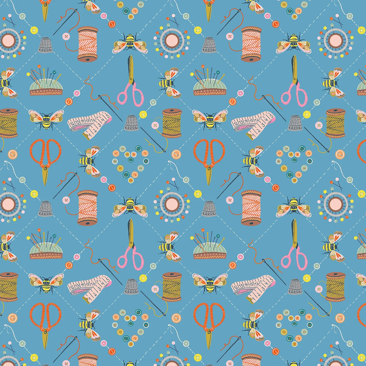 Bee Stitch - Country Sewing Club - Thread and Ink Design Studio Quilters Cotton Fabric