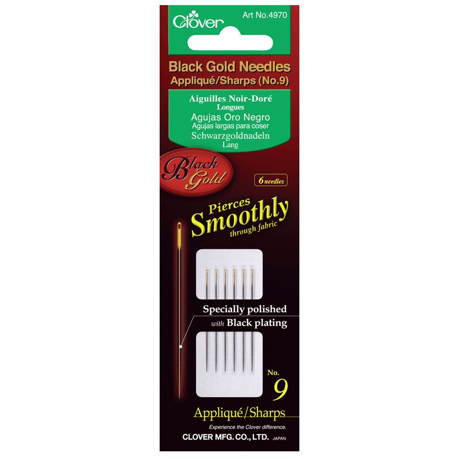 Clover Black Gold Applique/sharps (No. 9) Needles