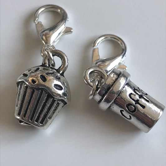 Coffee and cake stitch markers or progress keepers (set of 2)