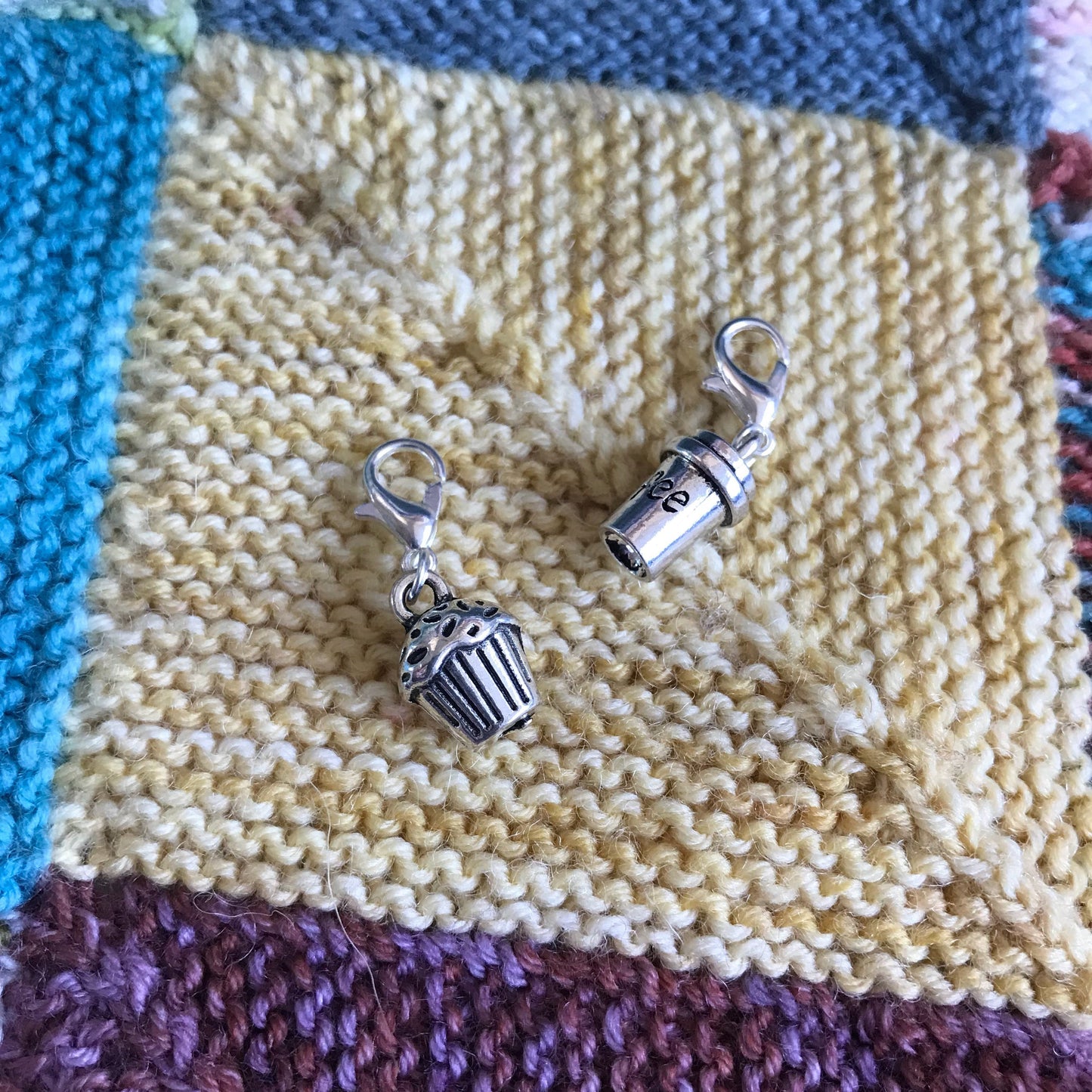 Coffee and cake stitch markers or progress keepers (set of 2)