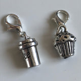 Coffee and cake stitch markers or progress keepers (set of 2)