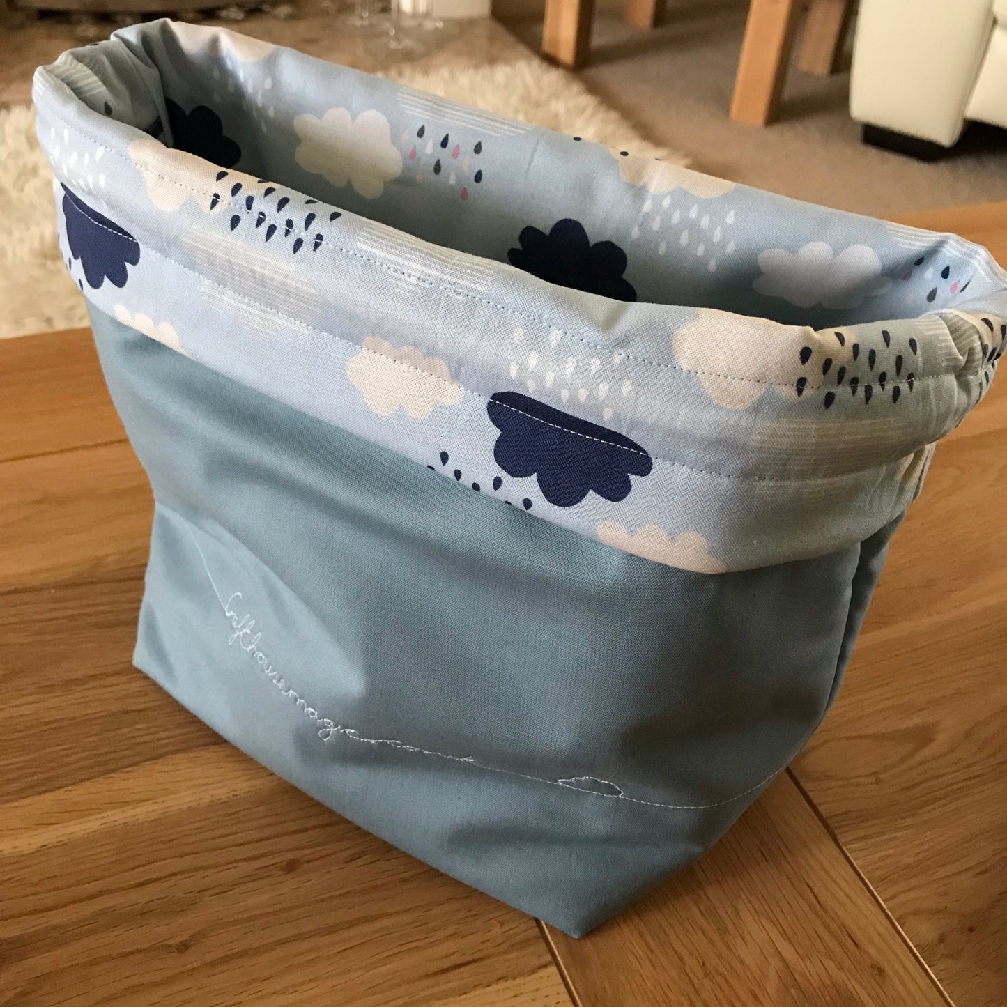Cloud free motion quilted bag Medium (Shawl or small sweater size)