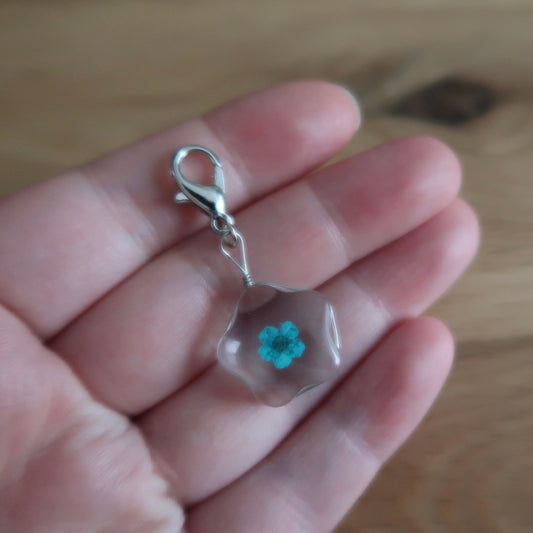 Turquoise Blue dried Flower in resin progress keeper