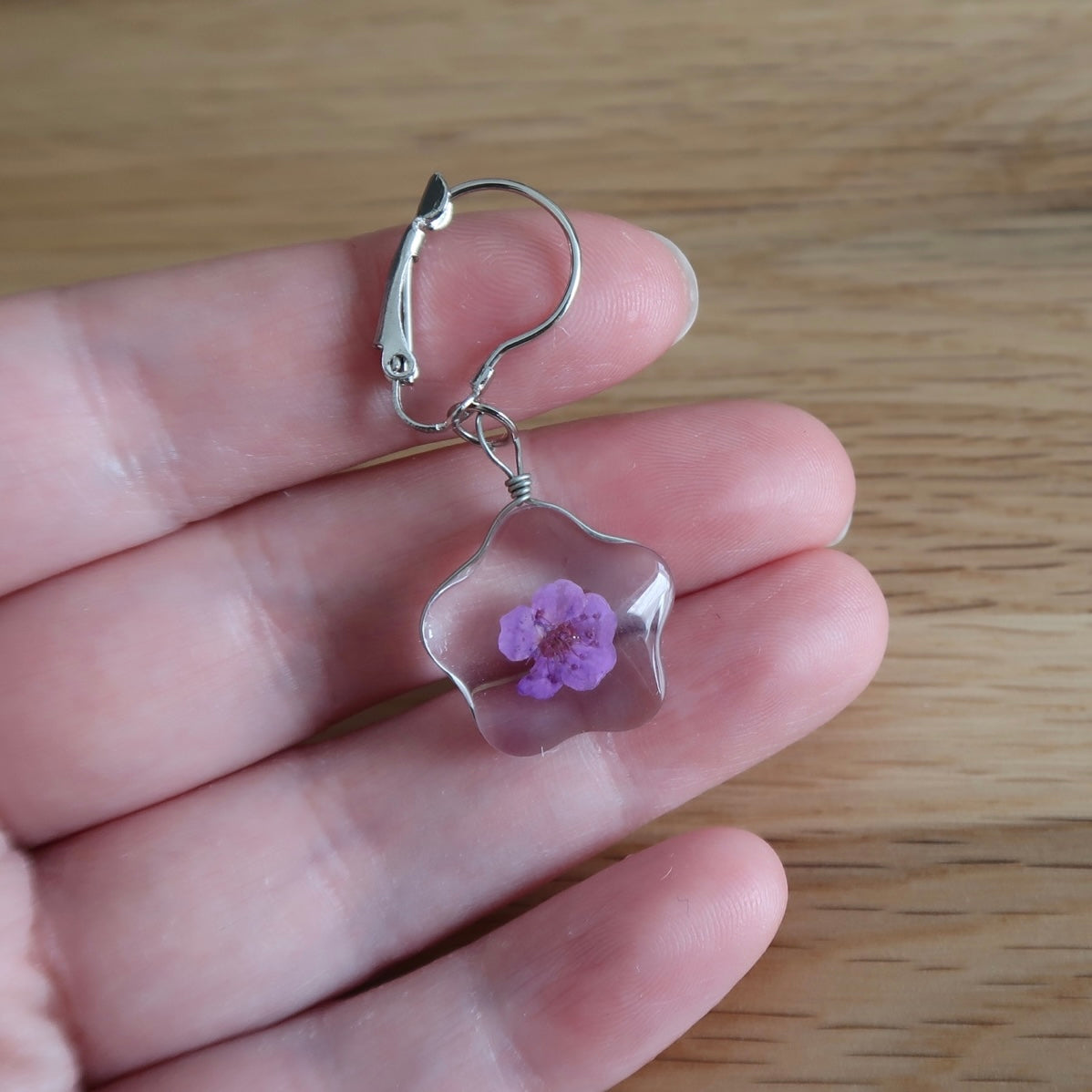 Purple dried Flower in resin progress keeper