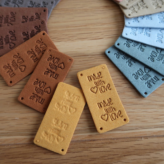 Made with Heart Love Faux Leather Tags (set of 20) Large