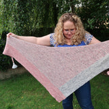 'Right Around the Corner' Shawl Yarn kit in Pink and Grey