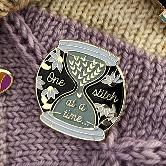 One Stitch at a time enamel pin badge