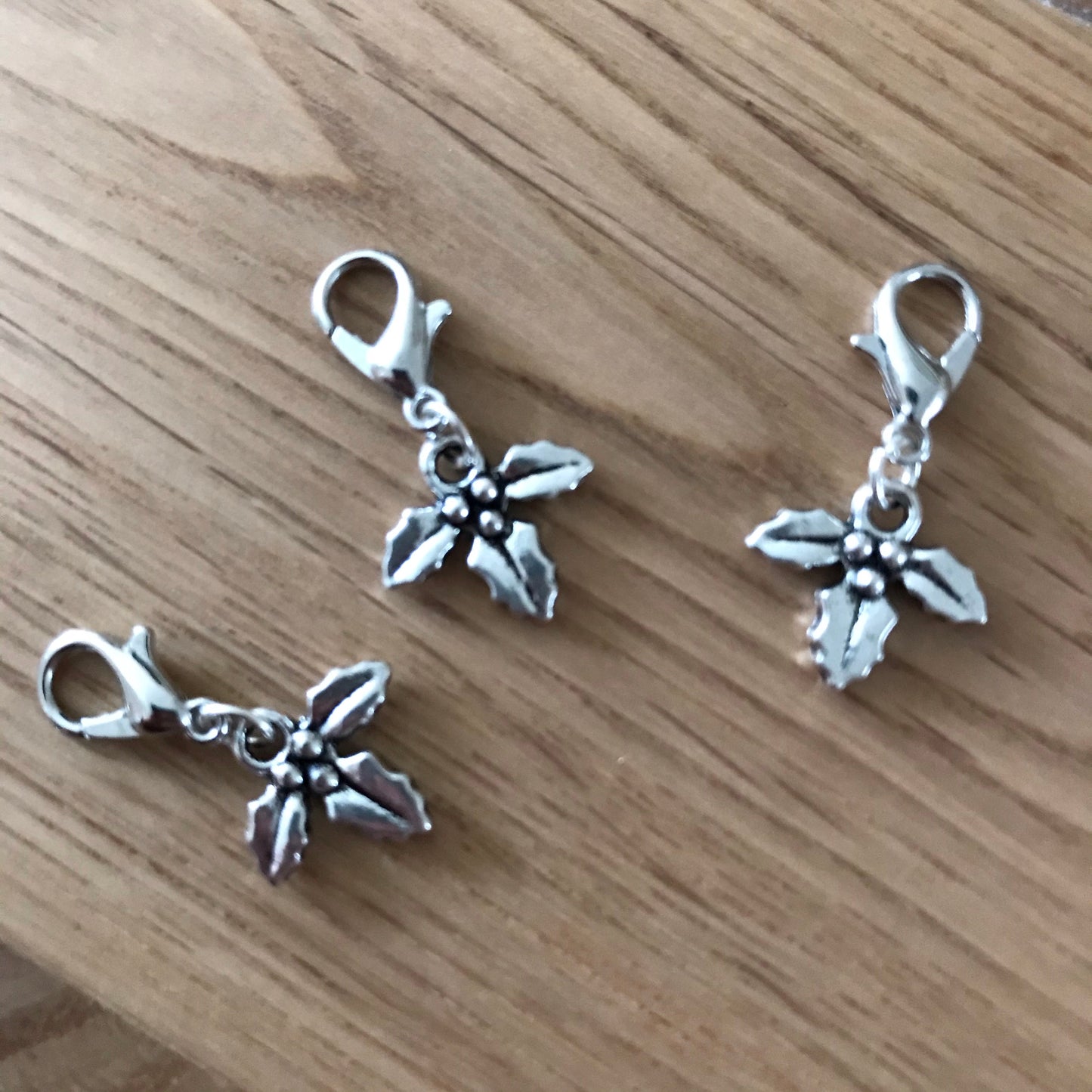 Holly stitch markers or progress keepers (set of 3)